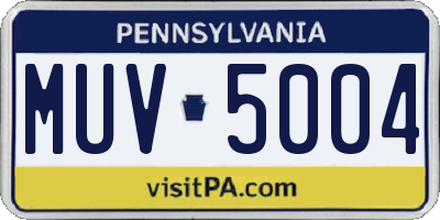 PA license plate MUV5004
