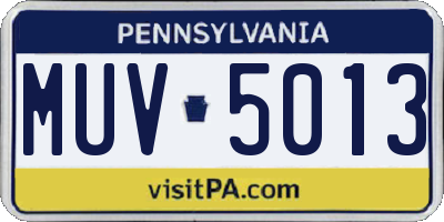 PA license plate MUV5013