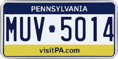 PA license plate MUV5014