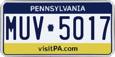 PA license plate MUV5017