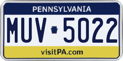 PA license plate MUV5022