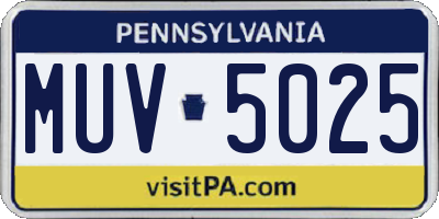 PA license plate MUV5025