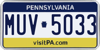 PA license plate MUV5033