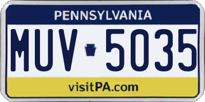PA license plate MUV5035