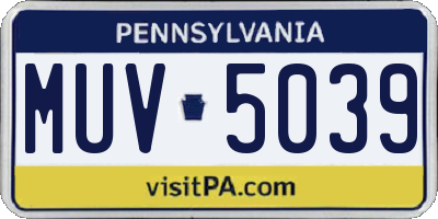 PA license plate MUV5039