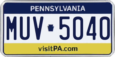 PA license plate MUV5040