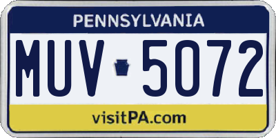 PA license plate MUV5072