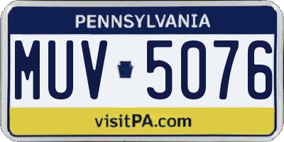 PA license plate MUV5076