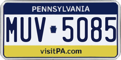 PA license plate MUV5085