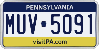 PA license plate MUV5091