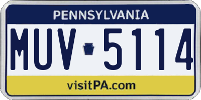 PA license plate MUV5114