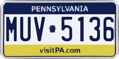 PA license plate MUV5136