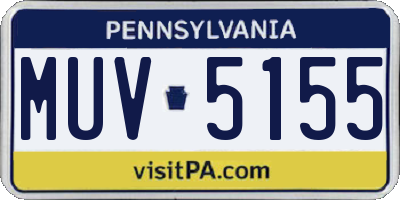 PA license plate MUV5155