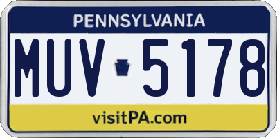 PA license plate MUV5178