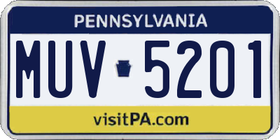PA license plate MUV5201