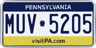 PA license plate MUV5205