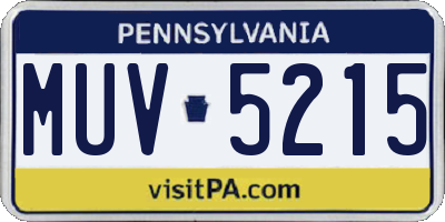 PA license plate MUV5215