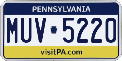 PA license plate MUV5220