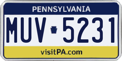 PA license plate MUV5231
