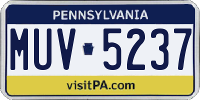 PA license plate MUV5237