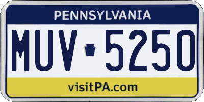 PA license plate MUV5250