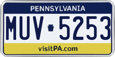 PA license plate MUV5253