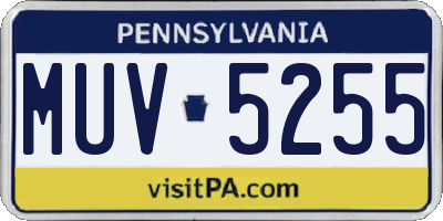 PA license plate MUV5255