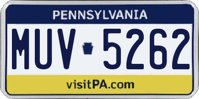 PA license plate MUV5262