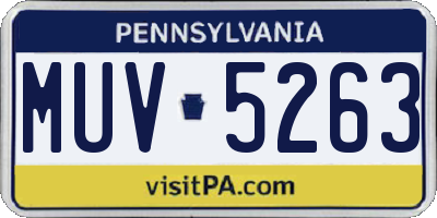 PA license plate MUV5263