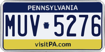 PA license plate MUV5276