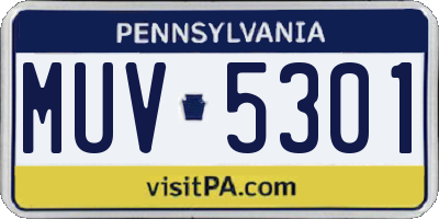 PA license plate MUV5301