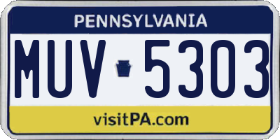 PA license plate MUV5303