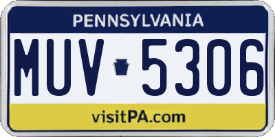 PA license plate MUV5306