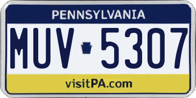 PA license plate MUV5307