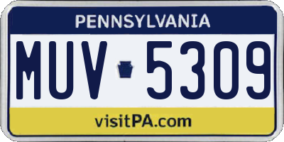 PA license plate MUV5309