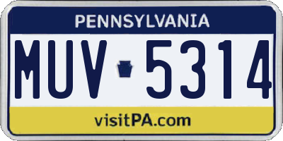 PA license plate MUV5314