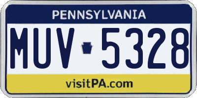 PA license plate MUV5328