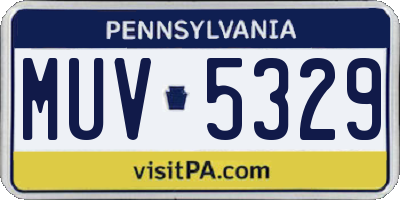 PA license plate MUV5329