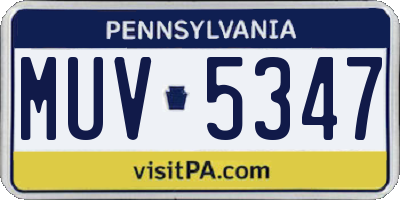 PA license plate MUV5347