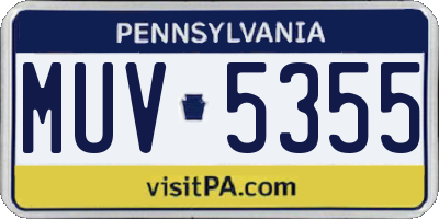 PA license plate MUV5355