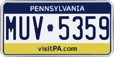 PA license plate MUV5359