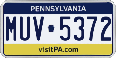 PA license plate MUV5372