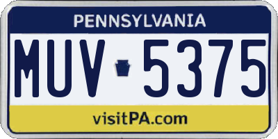 PA license plate MUV5375