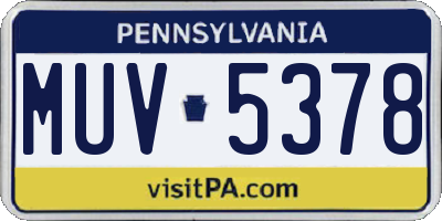 PA license plate MUV5378