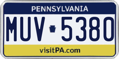 PA license plate MUV5380