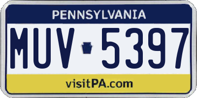 PA license plate MUV5397