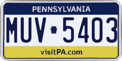 PA license plate MUV5403