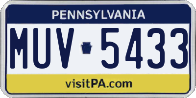 PA license plate MUV5433