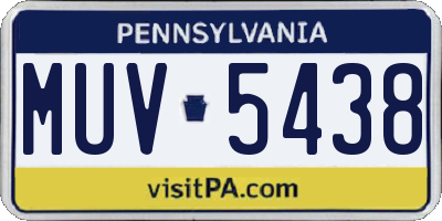 PA license plate MUV5438