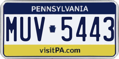 PA license plate MUV5443